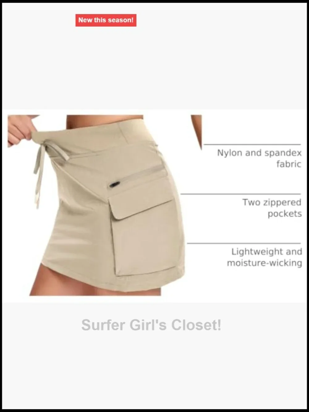 Mini Cargo Skort with Zipper Pockets High Waisted Athletic Skirt